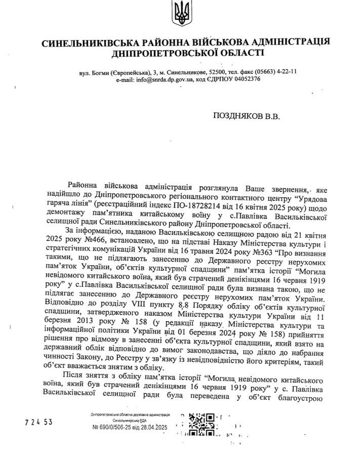 На Дніпровщині бракує коштів на демонтаж пам’ятника китайцю-більшовику