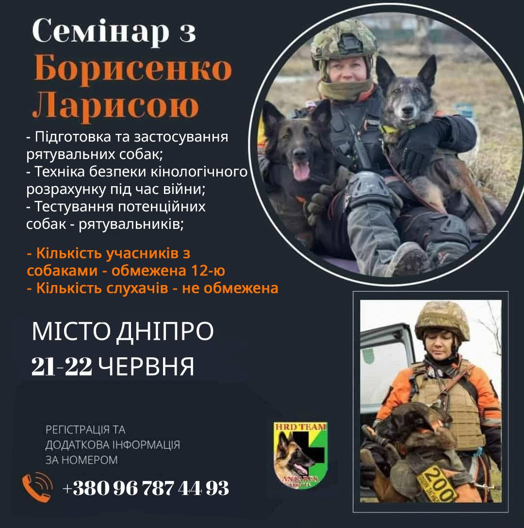 У Дніпрі цими вихідними проведуть семінар із підготовки собак-рятувальників