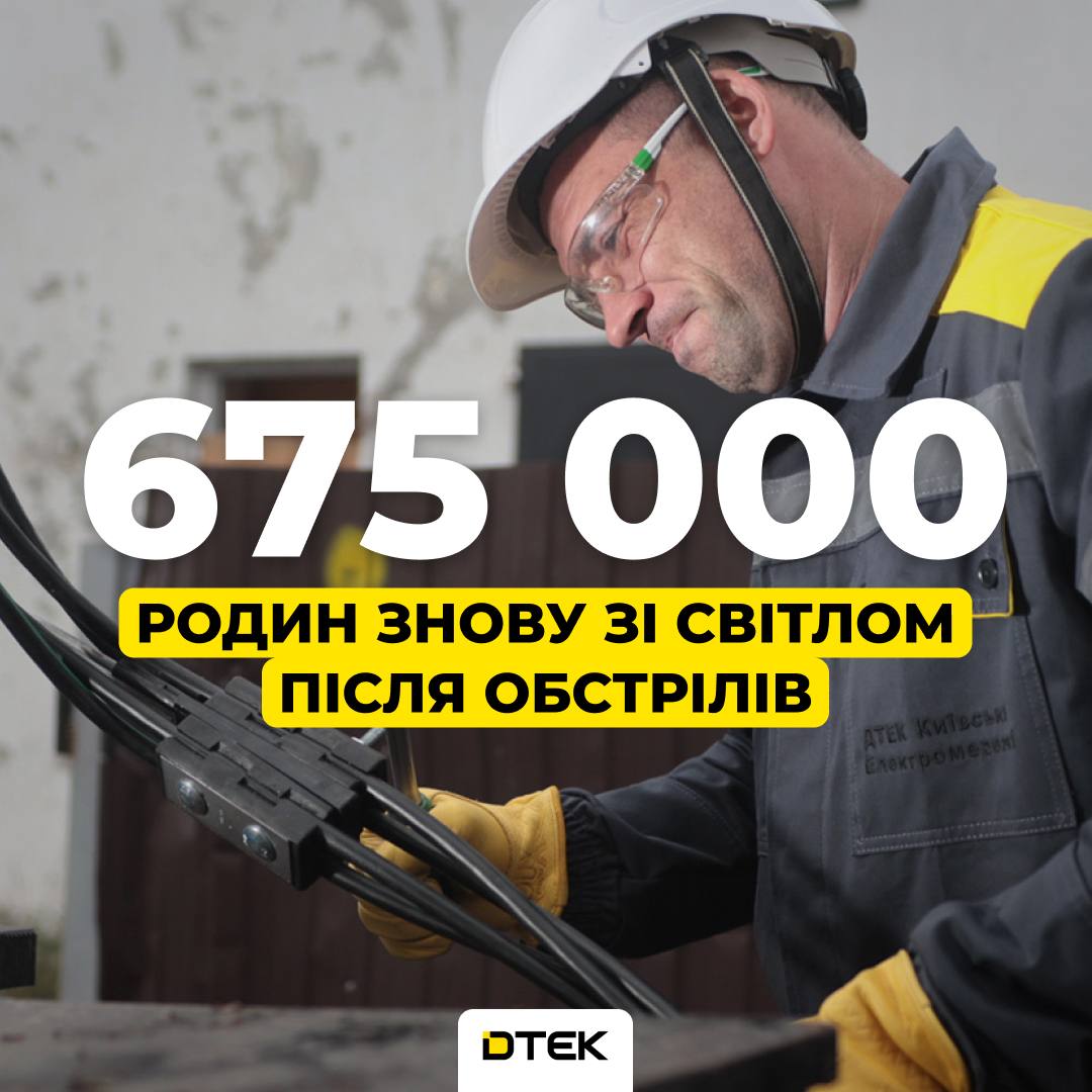 Після обстрілів РФ на Дніпровщині відновили світло майже для 192 тисяч родин