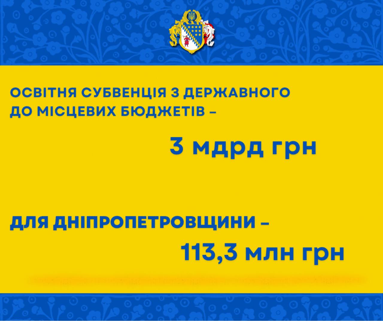 113,3 млн грн на освіту: Дніпровщина отримає кошти з держбюджету